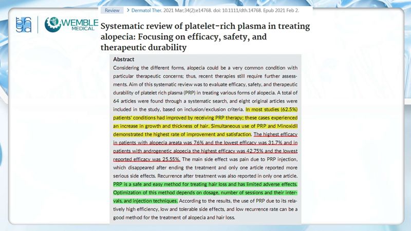 Bài báo cáo: Nguồn sống tự thân cho các vấn đề của da đầu: Tiềm năng sinh học của huyết tương giàu tiểu cầu