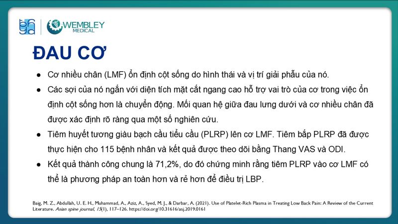 Bài báo cáo: Hiệu quả của huyết tương giàu tiểu cầu trong điều trị đau mạn tính