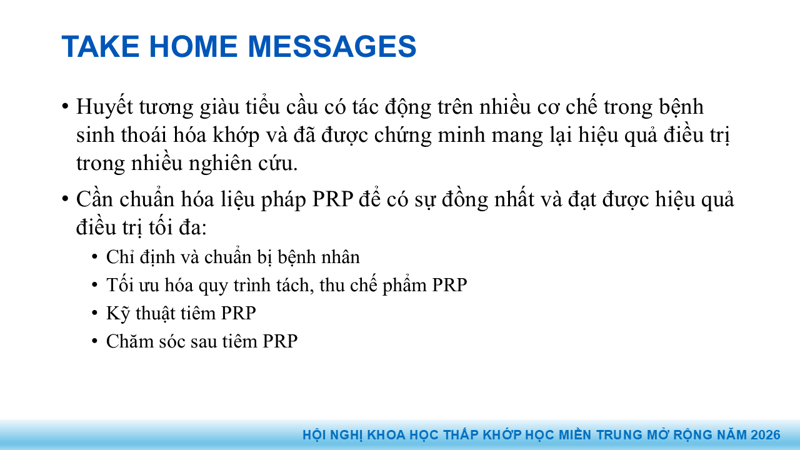 Bài báo cáo: Vai trò của Huyết tương giàu tiểu cầu trong điều trị thoái hóa khớp