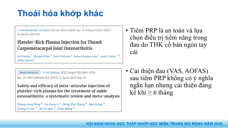 Bài báo cáo: Vai trò của Huyết tương giàu tiểu cầu trong điều trị thoái hóa khớp