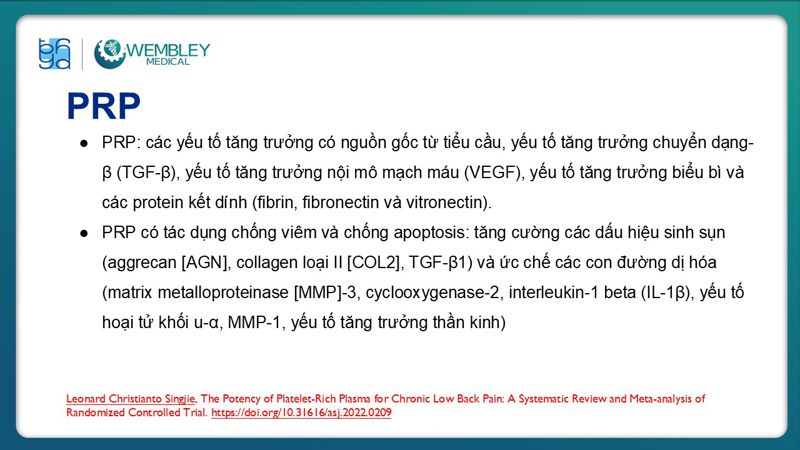 Bài báo cáo: Hiệu quả của huyết tương giàu tiểu cầu trong điều trị đau mạn tính
