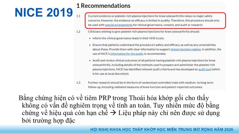 Bài báo cáo: Vai trò của Huyết tương giàu tiểu cầu trong điều trị thoái hóa khớp