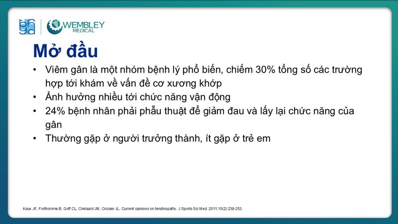 Bài báo cáo: Ứng dụng PRP trong điều trị bệnh lý viêm gân 